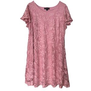 Lane Bryant Floral Lace A-Line Dress Size XL Coquette Pockets